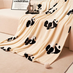 H&D Han&Loom Panda Pattern Flannel Throw Blanket Hypoallergenic Soft Durable Warm Fabric for Ultimate Comfort for Sofa or Bed with Adorable Panda Design, all seasons, Gift for girls and women, 59 x 79 inches