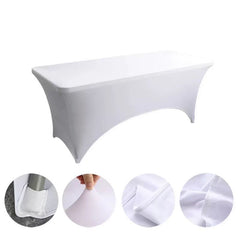 Fitted spandex 6 ft table cover in white