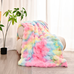 H&D Han&Loom Tie-dyed colored blanket. Its inner lining is made of soft fleece material, with good breathability and thick texture. It is suitable for beds, sofas or reclining chairs.