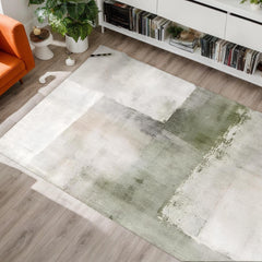 H&D Modern Faux Silk Low Pile Area Rug Soft Smooth Microfiber Mat for Living Room Bedroom Non-Slip Rubber Backing, Non-Shedding, Stain-Resistant, Dust-Release, Easy to Clean, Machine Washable, Waterproof, Kid & Pet Friendly