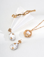 H&D Han&Loom The Aurelia Organic Baroque Pearl Drop Earrings
