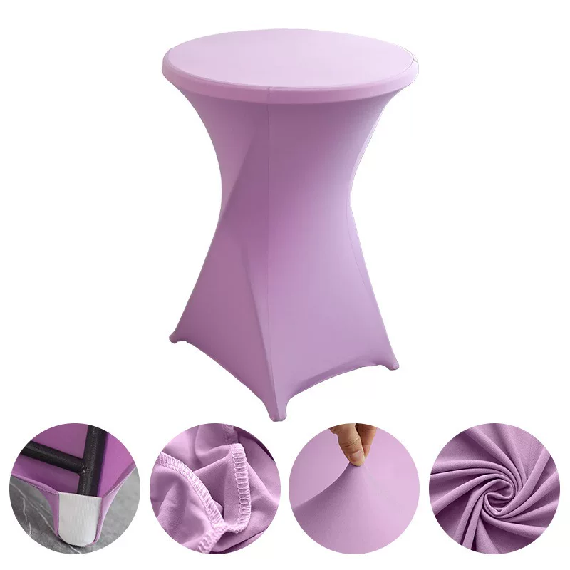 Spandex cocktail table cover in light purple
