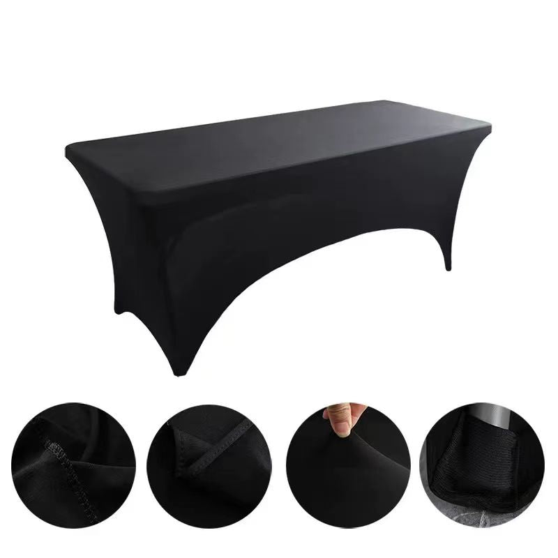 Kitchen Spandex Tablecloth 2 Pack [6FT, Black] Tight, Fitted, Washable and Wrinkle Resistant Stretch Rectangular Patio Table Cover for Event, Wedding, Banquet & Parties [72Lx30Wx30H Inch]