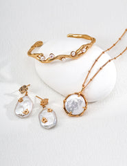 H&D Han&Loom The Aurelia Organic Baroque Pearl Drop Earrings