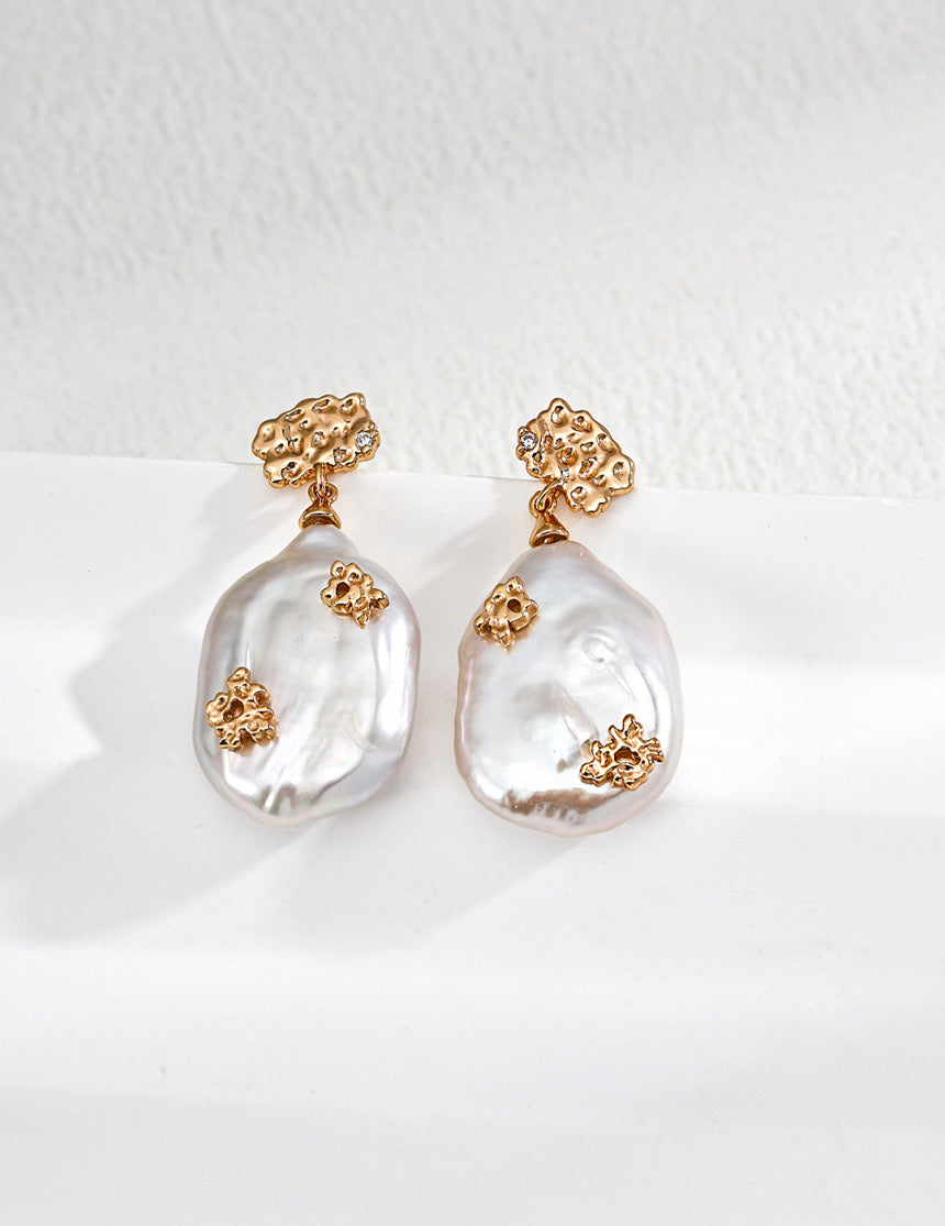 H&D Han&Loom The Aurelia Organic Baroque Pearl Drop Earrings