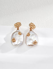 H&D Han&Loom The Aurelia Organic Baroque Pearl Drop Earrings