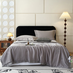 H&D Cooling Blanket Delicate Embroidery 100% Tencel Quilted Blanket Hypoallergenic Thin Comforter Bed Cover Silk All-Season Soft Cozy Home Decor Luxurious, Gift for women, 78 x 90 inch