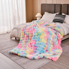 H&D Han&Loom Tie-dyed colored  blanket. Its inner lining is made of soft fleece material, with good breathability and thick texture. It is suitable for beds, sofas or reclining chairs.