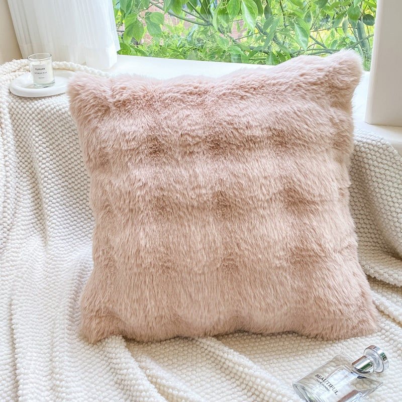 H&D Faux Rabbit Fur Throw Pillows (Cases sold separately) Hypoallergenic Indoor Decorative Pillows for Sofa Couch and Bed, Plush Soft Warm Bedding, Cute Gift for Girls and Women, Homey Vibe