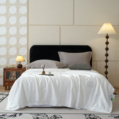 H&D Cooling Blanket Delicate Embroidery 100% Tencel Quilted Blanket Hypoallergenic Thin Comforter Bed Cover Silk All-Season Soft Cozy Home Decor Luxurious, Gift for women, 78 x 90 inch